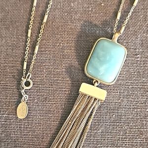 LOFT aventurine gemstone tassle necklace long statement lovely! Ann Taylor